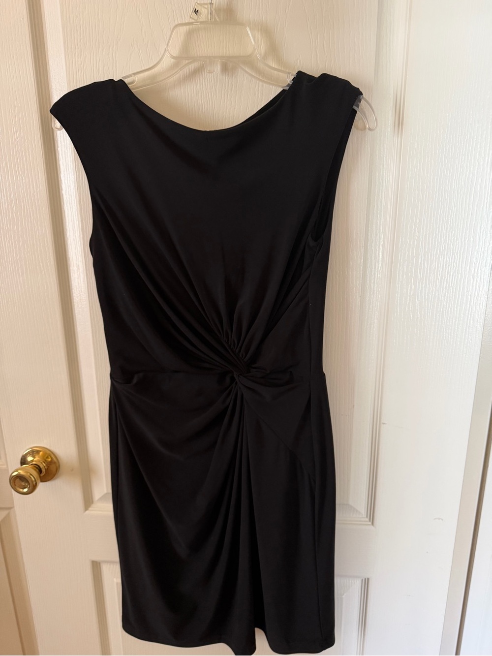 Lauren Ralph Lauren Black Twist Front Sheath Cocktail Dress Ruched Knee Length